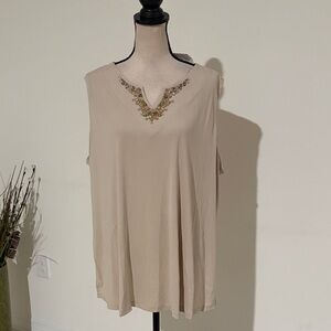 NWT 3X Susan graver sleeveless embellished shirt 1734
